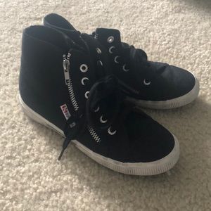 Black high top superga sneakers